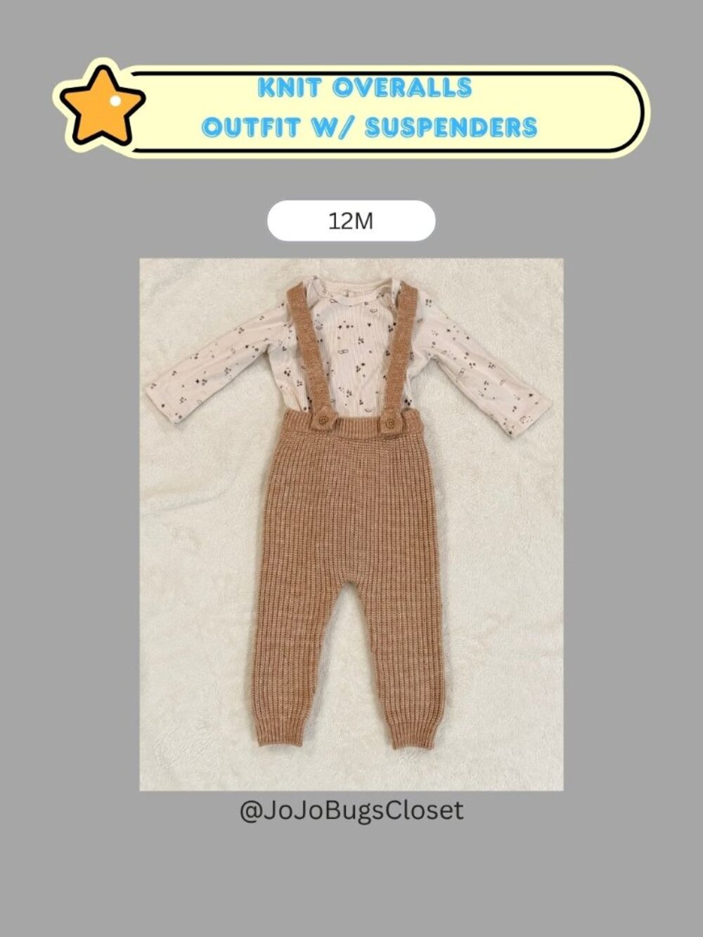 Grayson Collective 12M Knit Suspender Overalls Outfit Neutral Baby Outfit